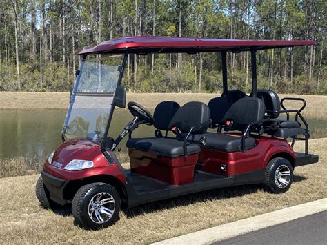 Golf cart 6 seat. The Cushman Shuttle 6 is a spacious version of the Shuttle with 6 passenger seats. This electric golf cart has about 544 kg load capacity. Therefore, you can enjoy your golf course rounds with a whole friend group. As the cart comes with a LED kit, you can also enjoy going out with your family early in the morning or evening. 
