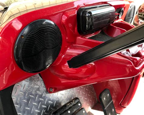 Golf cart speakers. Nov 4, 2020 · Still, the system is weatherproof (a key feature for overhead installation) and speaker specifications that augurs well for good quality sound. In terms of affordability, this is a solid option, retailing at an average of US$120.00. #3. Custom Golf Cart UTV Radio Overhead Stereo Console. Also offering an overhead installation option, the Custom ... 