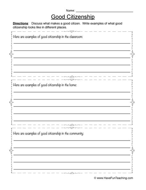 Good Citizenship Worksheet Have Fun Teaching