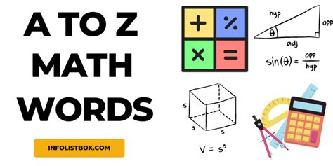 Good List OF Math Words That Start With A To Z Info List Box