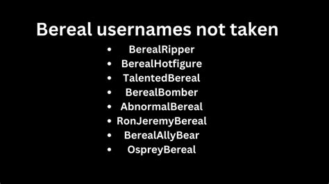 Good bereal usernames. Welcome to OGMarket, the #1 OG Usernames Marketplace. Buy & Sell Usernames with ease today! Always remember to use middleman! Report a seller. Filter usernames. Search by username: @ Order by: Recently Added Low to High Price; High to Low Price ... 