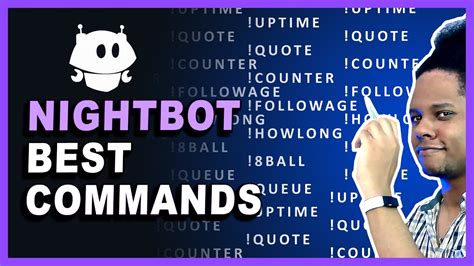 Good commands for nightbot. Commands; Song Requests. Queue; Playlist; Help Docs; Support Forum; Login; No alerts yet. Channels You Manage; Manage a Channel; Settings; Logout; Updates to Our ... 