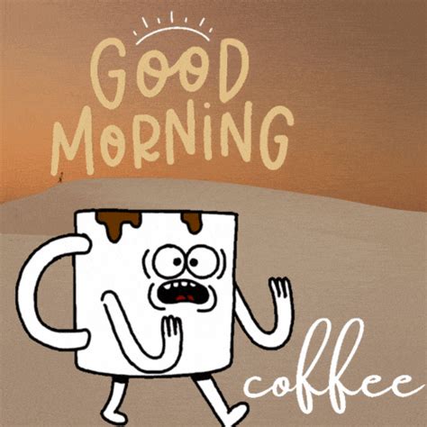 Good morning coffee gif funny. 150 animated GIF pics to say Good Morning! A cute kitten looks out of the cup and wishes you good morning. It's too cute! Emblem of good morning with hot coffee. A white cat with blue eyes leans out from behind the bed and says Good morning! Morning bird notifies everyone of the arrival of a new day. 