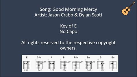 Good morning mercy chords. 0:00 / 3:11 Jason Crabb & Dylan Scott - Good Morning Mercy (Official Music Video) Jason Crabb 62.9K subscribers Subscribe 5.2K 336K views 7 months ago #jasoncrabb #newmusic #dylanscott Click... 