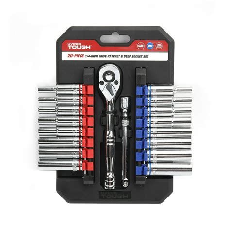 The Milwaukee 3/8-inch drive SAE/Metric Ratchet and Socket Mechanics Tool Set is a 29-piece set with a nice storage case included. The set has a Ratchet with a 4-degree arc swing, a 3-inch extension, 27 sockets with 4 flat sides so they will not roll and a storage case with a removable tray.. 