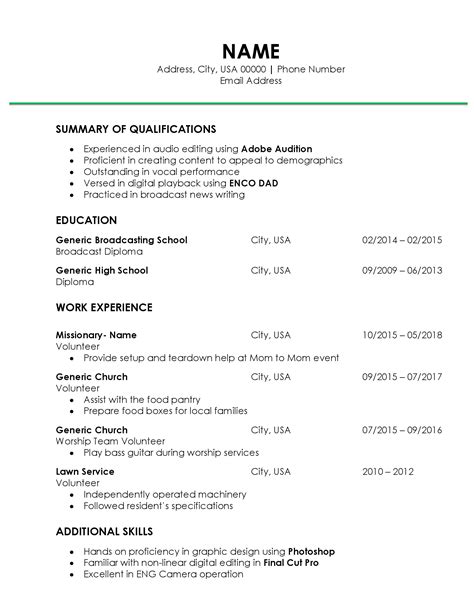 Good resume without work experience. 1 Customize your work experience. Many employers today use applicant tracking systems (ATS) to weed out unqualified applicants. An ATS scans resumes for keywords typically pulled straight from the job ad. You must tailor your work experience section to each job by identifying these keywords from the job ad. 