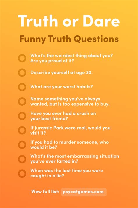 Good truth and dare questions over text. 60+ Good Truth or Dare Questions (Clean and Funny!) Author: Kristy Callan. Updated: ... These are really funny truth or dare questions to play with friends, at a sleepover, a party, or even over text! Comments. Manya on August 03, 2020: Nice. Lahari on July 31, 2020: I want live long with a friends. 