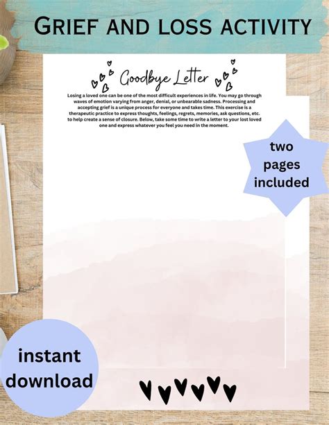 Goodbye letter therapy.  2.  3.  Feelings associated with the loss of something th...