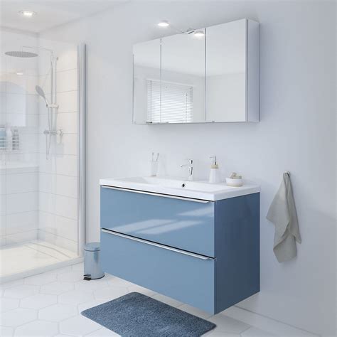 Goodhome Imandra Gloss Blue Vanity Basin Unit (w)1000mm