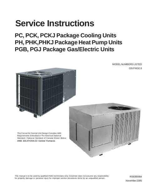 Goodman pgb service manual system board. - Subaru robin r600 generator techniker service handbuch.