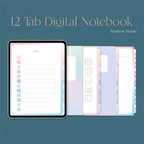 Goodnotes Notebook Template 12 Subject Digital Notebook for Etsy