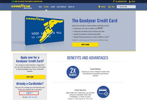 24/7 Account Management: Manage your account at your convenience with 24/7 online access ... Purchases made on the Goodyear Credit Card are subject to credit approval. The Goodyear Credit Card is issued by Citibank, N.A. Goodyear Credit Card transactions, the terms of the offer and applicable law governs this transaction including increasing .... 
