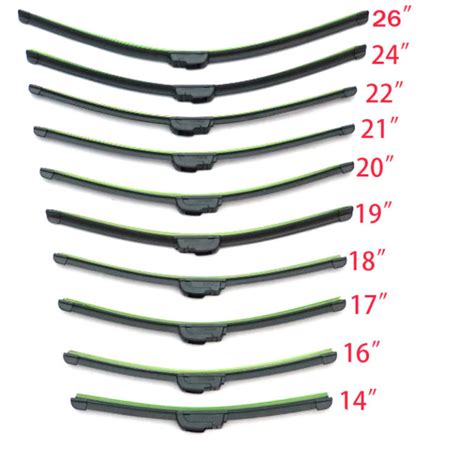 The windshield wiper blade is measured in inches, and wiper sizes range from 10 to 32 inches. The proper blade size is always specified in the owner's manual for your vehicle. The table below is a general sizing chart of wiper blades for various car models: Chevrolet. Year.. 