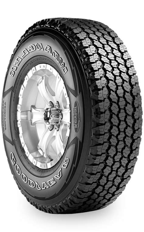Browse online for Wrangler® All-Terrain Adventure With Kevlar® tires by Goodyear. Find the best tires and schedule a tire installation appointment at your local Goodyear Auto Service center. ... Wrangler® All-Terrain Adventure With Kevlar® Specs. Speed Rating: S (112 mph) ... 1320 Reviews. $120 Off Install on 4 Assurance WeatherReady® $120 .... 