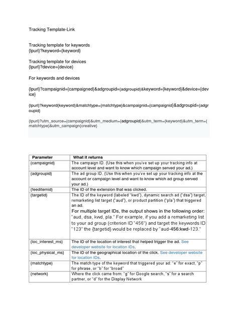 Google Ads Tracking Template PDF Websites Tablet Computer