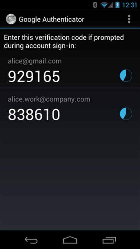 Google Authenticator: download for PC, Android (APK) Snapshots 1