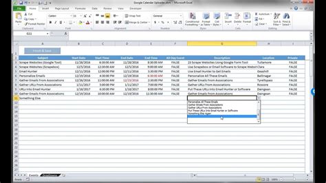 Google Calendar Excel Spreadsheet YouTube