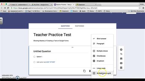 Google Classroom Creating A Test Youtube Free Printable Test Maker