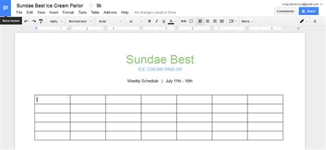 Google Docs Center Table Decoration Drawing
