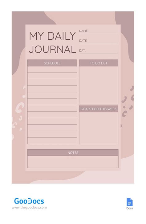 Google Docs Daily Journal Template