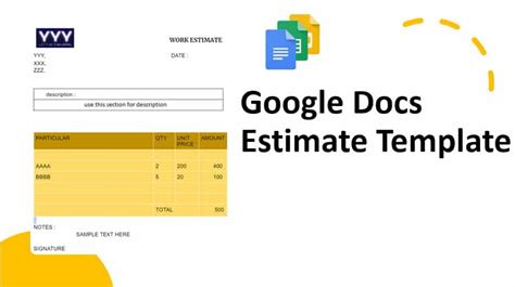 Google Docs Estimate Template Google Docs Tips Google Drive Tips
