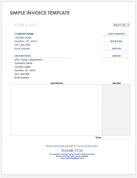 Google Docs Invoice Template Simple