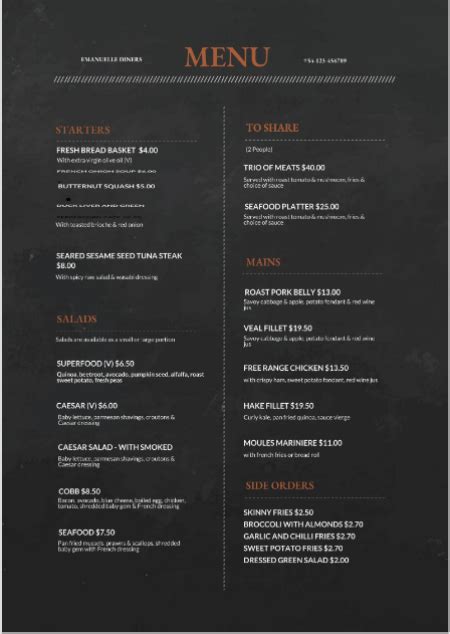 Google Docs Menu Template Creative Design Templates