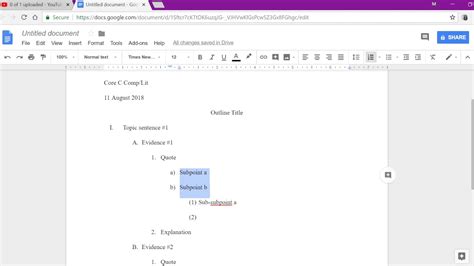 Google Docs Outline Format YouTube