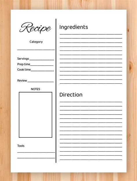 Google Docs Recipe Card Template