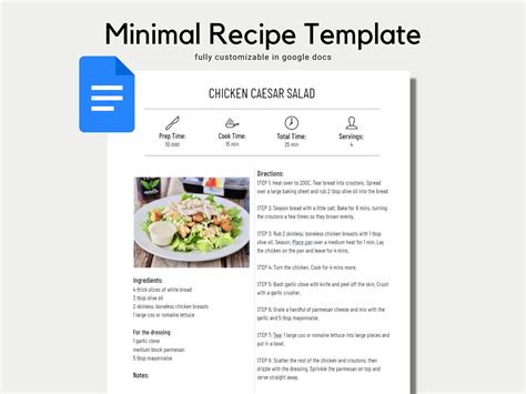 Google Docs Recipe Template