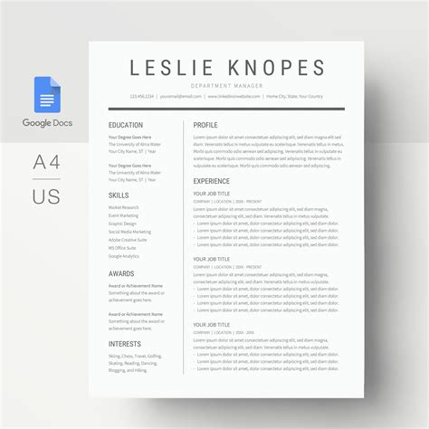 Google Docs Resume Google Docs Template Instant Download Etsy