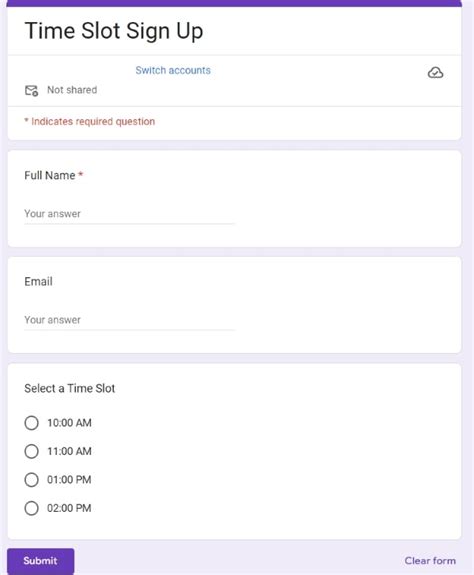 Google Forms Sign Up Sheet Time Slots foxtour