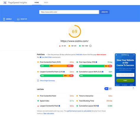 Google PageSpeed the loading speed of a website SISTRIX