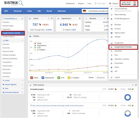 Google Search Console API Integration SISTRIX