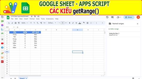 Google Sheet Apps Script Các kiểu getRange trên Google sheet YouTube