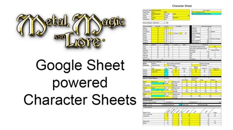 Google Sheet Character Sheets YouTube