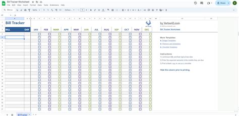 Google Sheets Bill Tracker Template