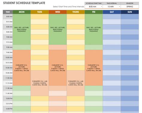 Google Sheets Class Schedule Template