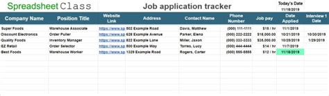 Google Sheets Job Application Template