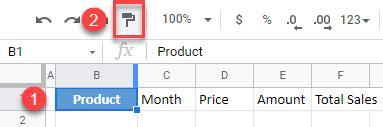 Google Sheets Paint Format Multiple