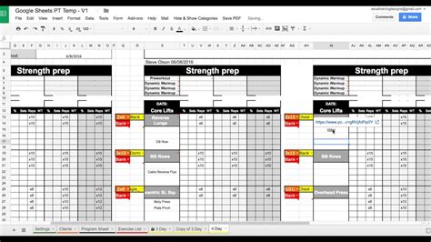 Google Sheets Personal Training Templates Excel Training Designs