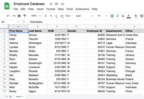 Google Sheets Sorting and Filtering Data Page 1