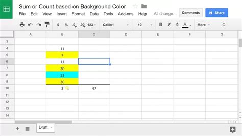 Google Sheets Sum or Count Values Based on Cell Color YouTube