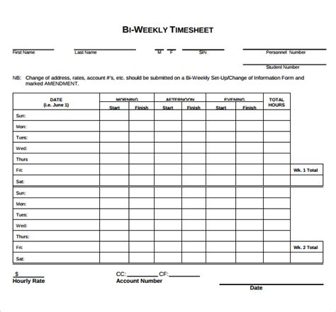 Google Sheets Timesheet Formula Free Biweekly Template Excel Template
