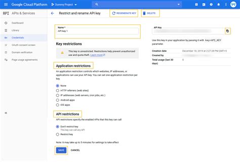 Google cloud api key.  Enable and disable APIs Credentials, access, security...
