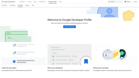 Google developer profile.  The specific details shown depend on your account typ...