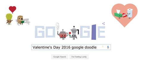 Google doodle valentine's day 2016. Google Doodle - Valentine's Day 2001 by Google. Publication date 2001-02-14 Topics Google, Google Doodle, Google Doodle History, Google Logo Language English. A Google Doodle celebrating Valentine's Day. Addeddate 2020-10-30 23:55:53 Identifier valentine01 Scanner Internet Archive HTML5 Uploader 1.6.4. 