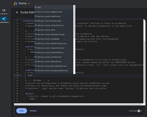 Google home script editor examples.  Provides the metadata of the script, like name ...
