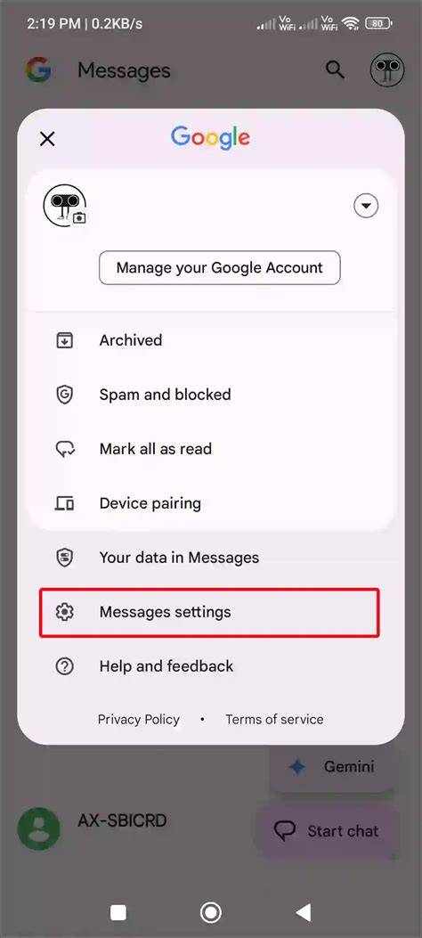 Google messages app settings.  Hit the three dots in the top right corner ...