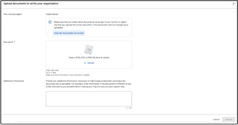 Google play console verification documents.  This allows you to complete your ...
